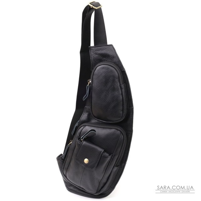 Мужская сумка с большим количеством карманов из натуральной кожи Vintage 22961 Черный Мужская сумка с большим количеством карманов из натуральной кожи Vintage 22961 Черный