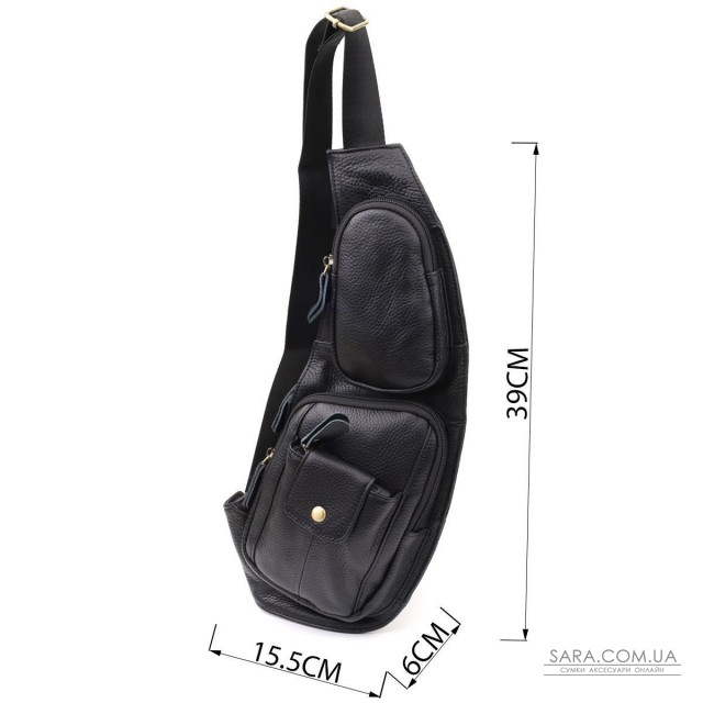 Мужская сумка с большим количеством карманов из натуральной кожи Vintage 22961 Черный Мужская сумка с большим количеством карманов из натуральной кожи Vintage 22961 Черный