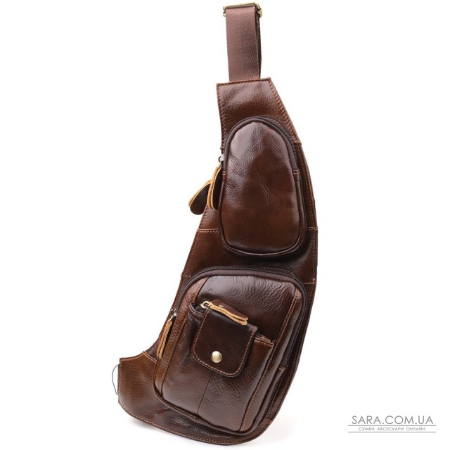 Мужская сумка с большим количеством карманов из натуральной кожи Vintage 22962 Коричневый Мужская сумка с большим количеством карманов из натуральной кожи Vintage 22962 Коричневый