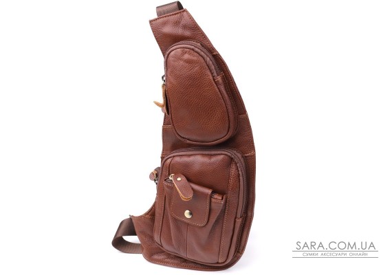 Чоловіча сумка з великою кількістю кишень із натуральної шкіри Vintage 22963 Коричневий Чоловіча сумка з великою кількістю кишень із натуральної шкіри Vintage 22963 Коричневий