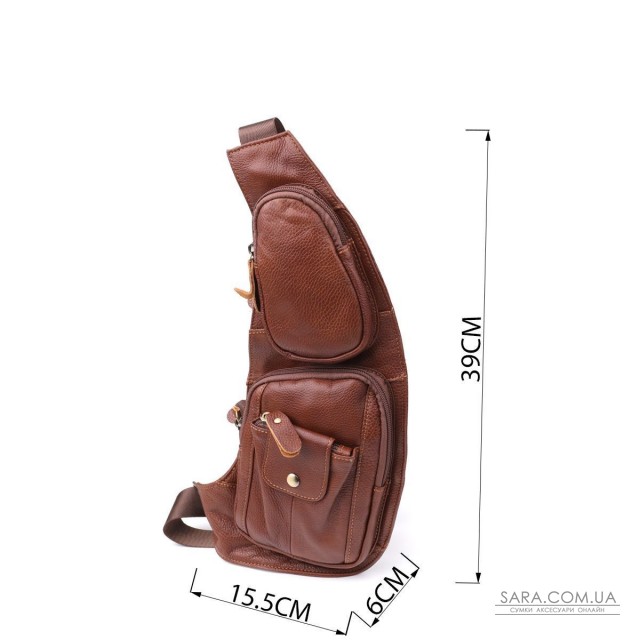 Мужская сумка с большим количеством карманов из натуральной кожи Vintage 22963 Коричневый Мужская сумка с большим количеством карманов из натуральной кожи Vintage 22963 Коричневый