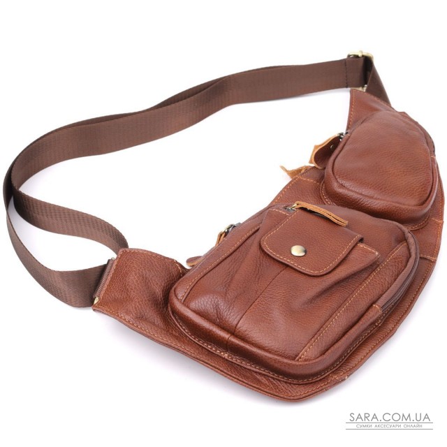 Мужская сумка с большим количеством карманов из натуральной кожи Vintage 22963 Коричневый Мужская сумка с большим количеством карманов из натуральной кожи Vintage 22963 Коричневый