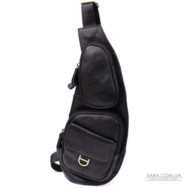 Мужская сумка через плечо из зернистой натуральной кожи Vintage 22964 Черный Мужская сумка через плечо из зернистой натуральной кожи Vintage 22964 Черный