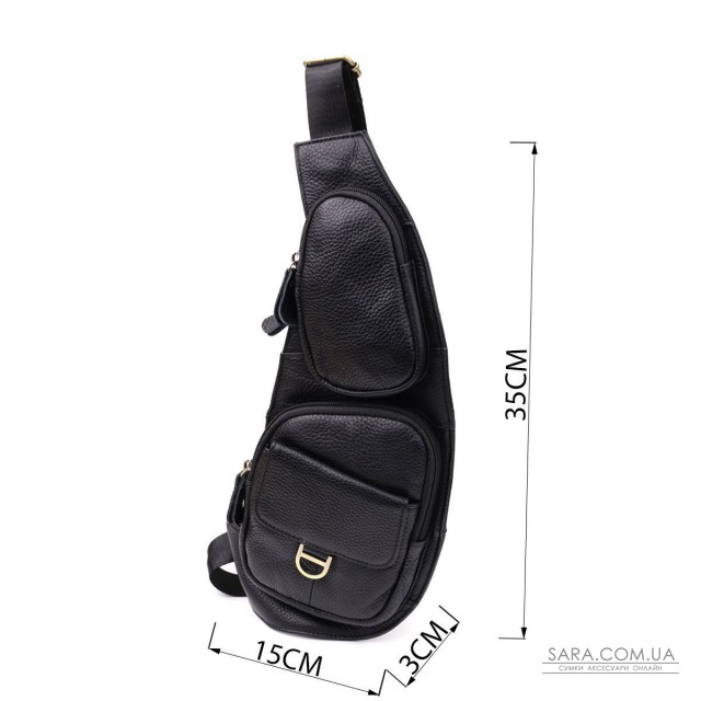 Мужская сумка через плечо из зернистой натуральной кожи Vintage 22964 Черный Мужская сумка через плечо из зернистой натуральной кожи Vintage 22964 Черный