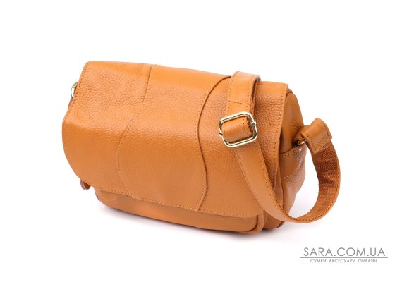 Вместительная повседневная сумка из натуральной кожи для женщин Vintage 22968 Рыжий