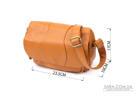 Вместительная повседневная сумка из натуральной кожи для женщин Vintage 22968 Рыжий