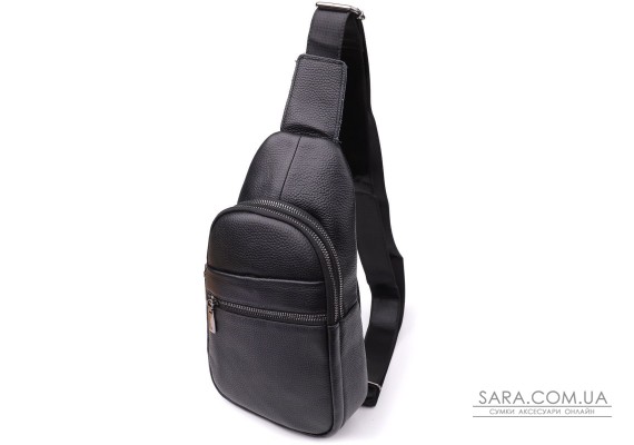 Чоловіча сумка через плече з натуральної шкіри Vintage 23018 Чорний Чоловіча сумка через плече з натуральної шкіри Vintage 23018 Чорний