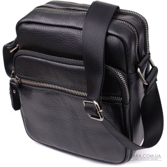 Вместительная мужская сумка на плечо из натуральной кожи Vintage 23022 Черный Вместительная мужская сумка на плечо из натуральной кожи Vintage 23022 Черный