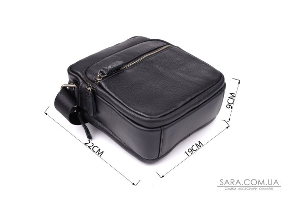 Містка чоловіча сумка на плече з натуральної шкіри Vintage 23022 Чорний Містка чоловіча сумка на плече з натуральної шкіри Vintage 23022 Чорний