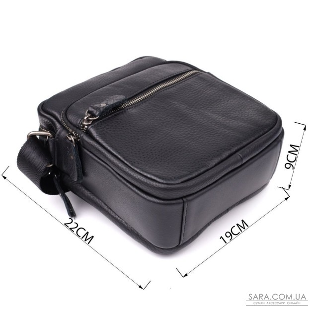 Вместительная мужская сумка на плечо из натуральной кожи Vintage 23022 Черный Вместительная мужская сумка на плечо из натуральной кожи Vintage 23022 Черный