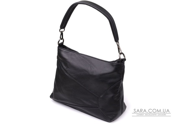 Небольшая женская сумка с двумя ремешками из натуральной кожи Vintage 23014 Черный