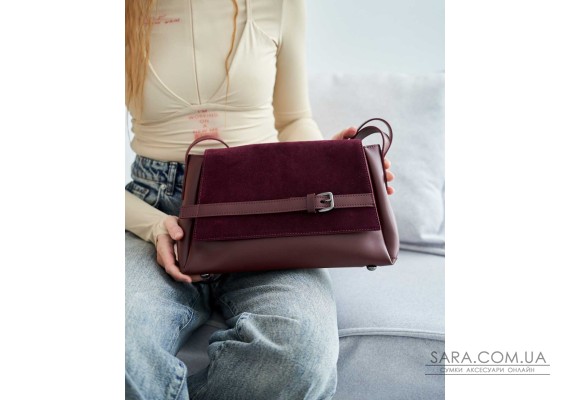 Женская сумочка «Лилит» совставкой натуральный замш бордовая WeLassie