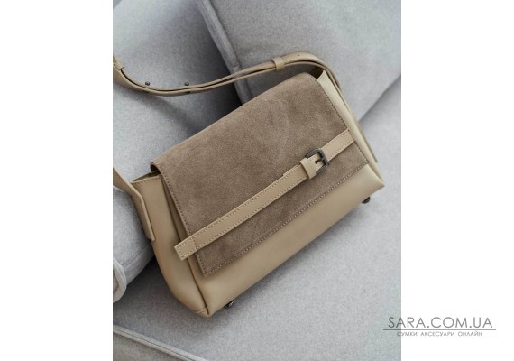 Женская сумочка «Лилит» совставкой натуральный замш бежевая WeLassie