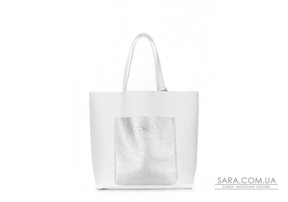 Жіноча шкіряна сумка POOLPARTY Mania біла (mania-white-silver)