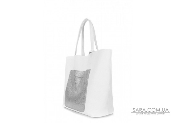 Жіноча шкіряна сумка POOLPARTY Mania біла (mania-white-silver)