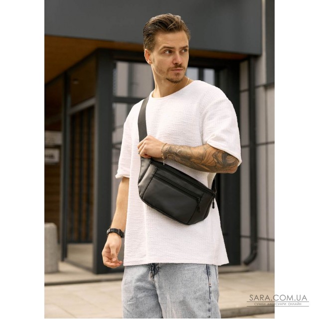 Чоловіча сумка на пояс бананка Sambag Tirso Max чорна Чоловіча сумка на пояс бананка Sambag Tirso Max чорна