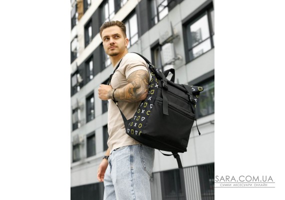 Мужской рюкзак Sambag Roll Top черный оксфорд принт