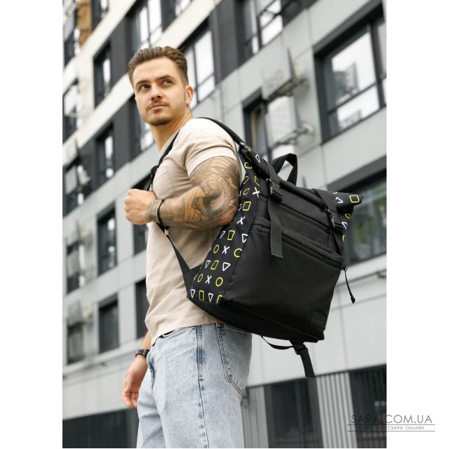 Мужской рюкзак Sambag Roll Top черный оксфорд принт Мужской рюкзак Sambag Roll Top черный оксфорд принт