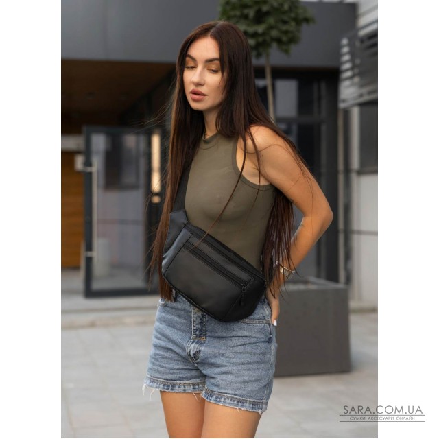 Жіноча сумка на пояс бананка Sambag Tirso Max чорна Жіноча сумка на пояс бананка Sambag Tirso Max чорна