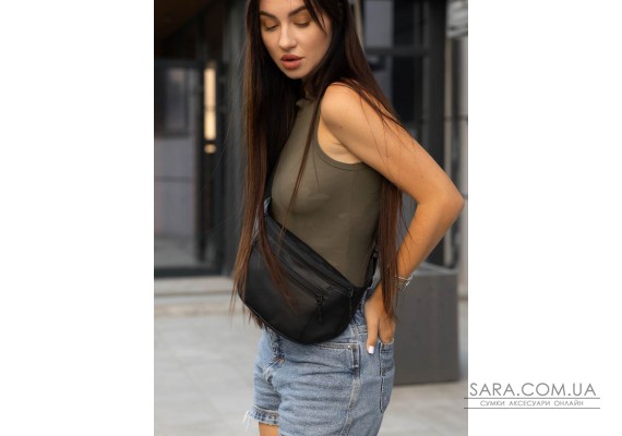 Жіноча сумка на пояс бананка Sambag Tirso Max чорна