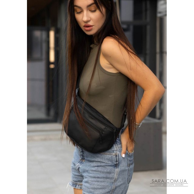 Жіноча сумка на пояс бананка Sambag Tirso Max чорна Жіноча сумка на пояс бананка Sambag Tirso Max чорна