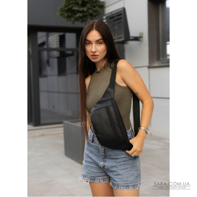 Жіноча сумка на пояс бананка Sambag Tirso Max чорна Жіноча сумка на пояс бананка Sambag Tirso Max чорна