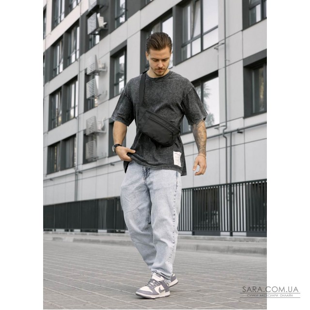 Чоловіча сумка на пояс бананка Sambag Tirso Max чорний тканевий Чоловіча сумка на пояс бананка Sambag Tirso Max чорний тканевий