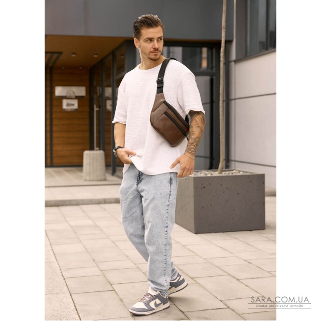 Чоловіча сумка на пояс бананка Sambag Tirso Max шоколадна Чоловіча сумка на пояс бананка Sambag Tirso Max шоколадна