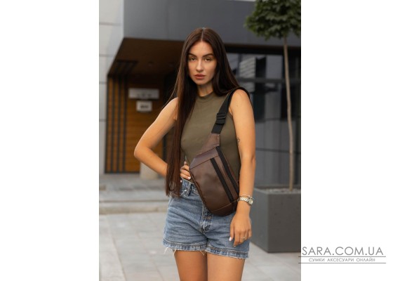 Жіноча сумка на пояс бананка Sambag Tirso Max шоколадна