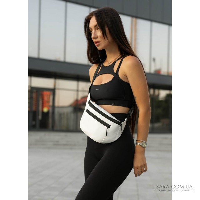 Жіноча сумка на пояс бананка Sambag Tirso Max біла Жіноча сумка на пояс бананка Sambag Tirso Max біла