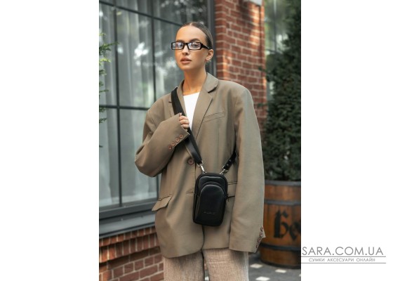 Жіноча шкіряна сумка Sambag Modena для телефону чорна