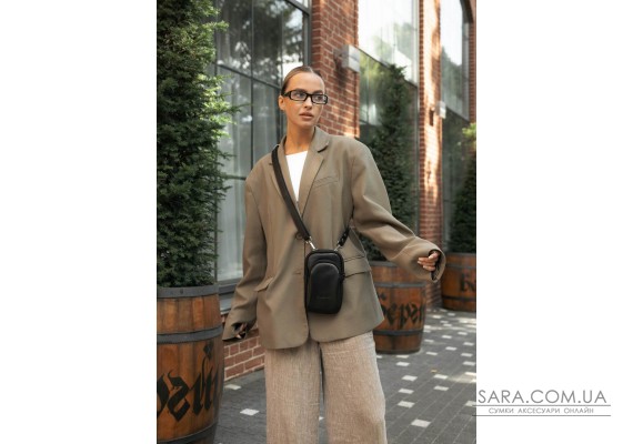 Жіноча шкіряна сумка Sambag Modena для телефону чорна