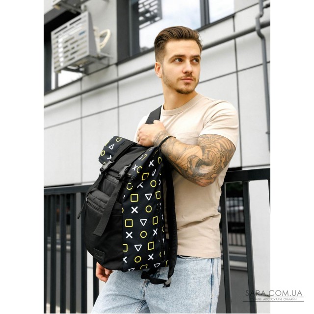 Мужской рюкзак Sambag Roll Top черный оксфорд принт Мужской рюкзак Sambag Roll Top черный оксфорд принт