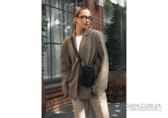 Жіноча сумка шкіряна Sambag Modena для телефону чорна