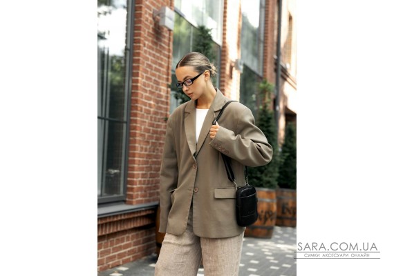 Жіноча сумка шкіряна Sambag Modena для телефону чорна