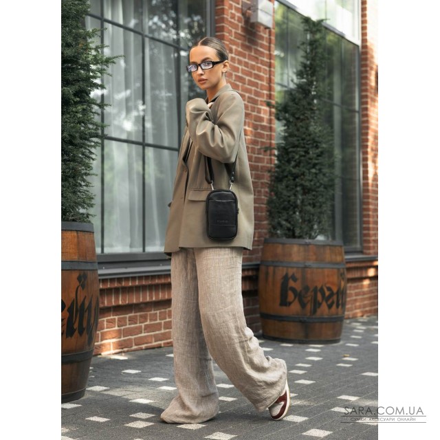 Жіноча сумка шкіряна Sambag Modena для телефону чорна Жіноча сумка шкіряна Sambag Modena для телефону чорна