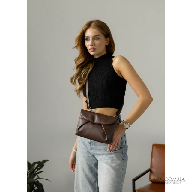 Жіноча сумка через плече Sambag Rose шоколадна Жіноча сумка через плече Sambag Rose шоколадна