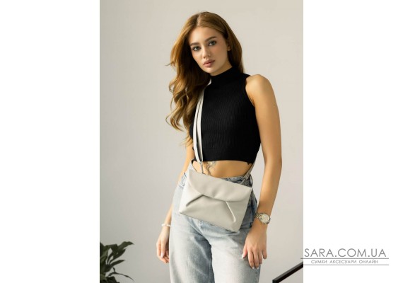 Жіноча сумка через плече Sambag Rose сірий шовк