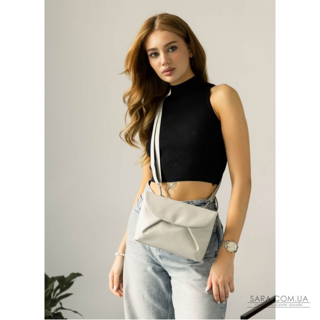 Жіноча сумка через плече Sambag Rose сірий шовк Жіноча сумка через плече Sambag Rose сірий шовк