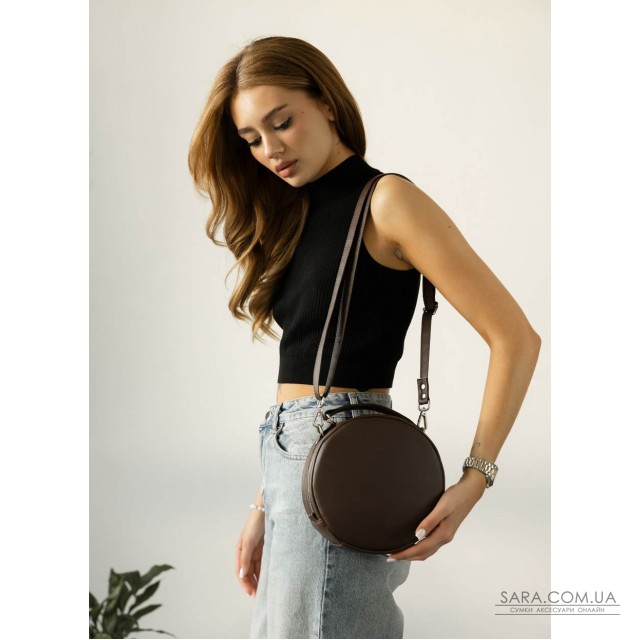 Жіноча кругла сумка Sambag Bale шоколадна Жіноча кругла сумка Sambag Bale шоколадна