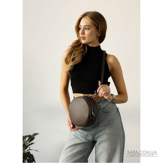 Жіноча кругла сумка Sambag Bale шоколадна Жіноча кругла сумка Sambag Bale шоколадна