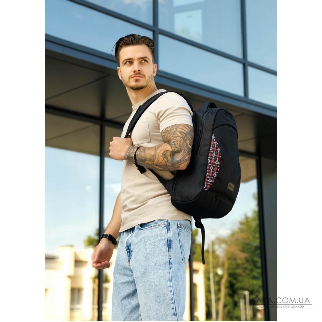 Мужской рюкзак Sambag Zard LZN черный тканевый принт Мужской рюкзак Sambag Zard LZN черный тканевый принт