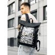 Рюкзак мужской Sambag RollTop Hacking черный принт "Zebra"
