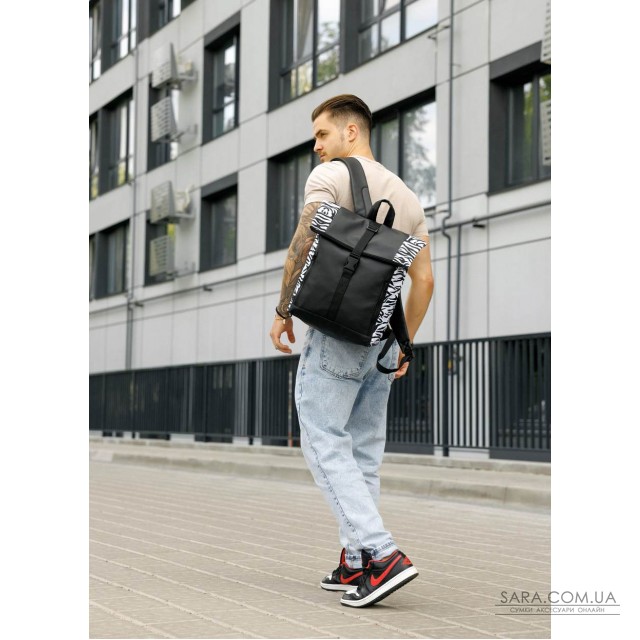 Мужской рюкзак Sambag Roll Top One черный принт "Zebra" Мужской рюкзак Sambag Roll Top One черный принт "Zebra"