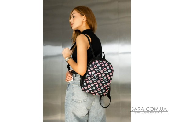 Женский рюкзак Sambag Brix KQH черный принт "Cake"