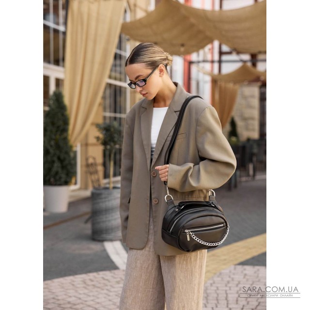 Сумка через плече жіноча бананка Sambag Pure чорна Сумка через плече жіноча бананка Sambag Pure чорна