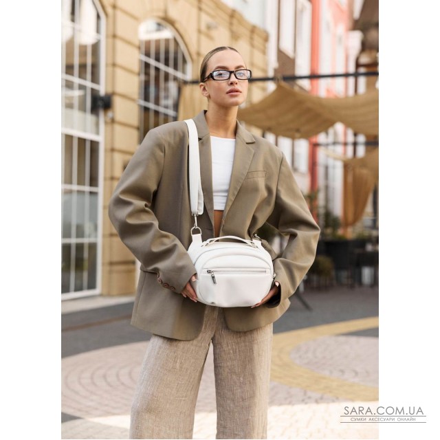 Сумка через плече жіноча бананка Sambag Pure біла Сумка через плече жіноча бананка Sambag Pure біла