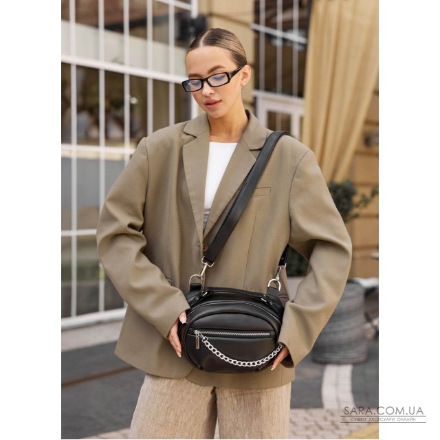 Сумка через плече жіноча бананка Sambag Pure чорна Сумка через плече жіноча бананка Sambag Pure чорна