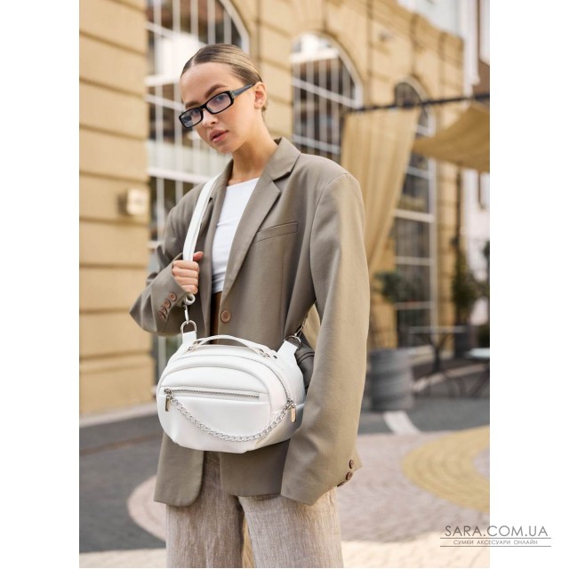 Сумка через плече жіноча бананка Sambag Pure біла Сумка через плече жіноча бананка Sambag Pure біла