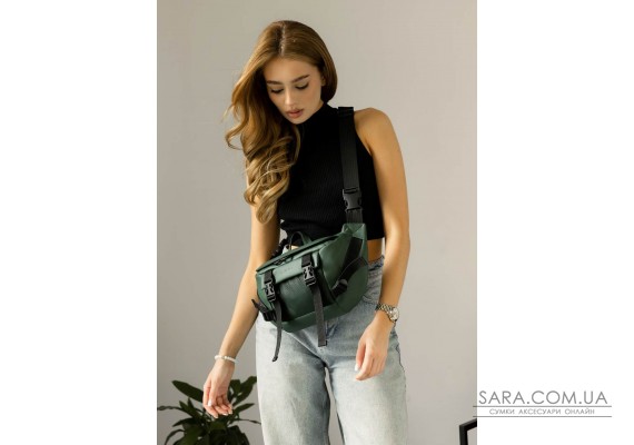 Велика жіноча поясна сумка бананка Sambag DynamicDart зелена